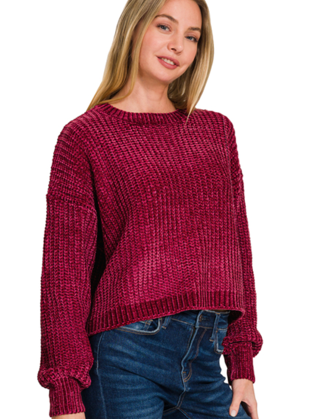 Chenille Cabernet Sweater