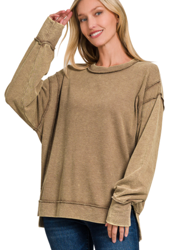 Washed French Terry Exposed Seam Sweatshirt