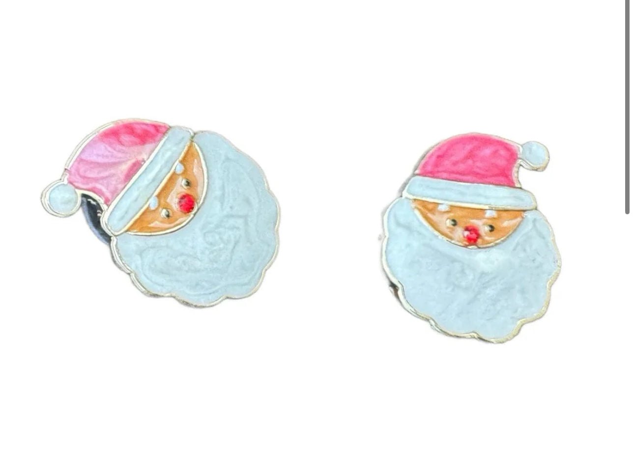 Pink Santa Christmas Stud Earrings