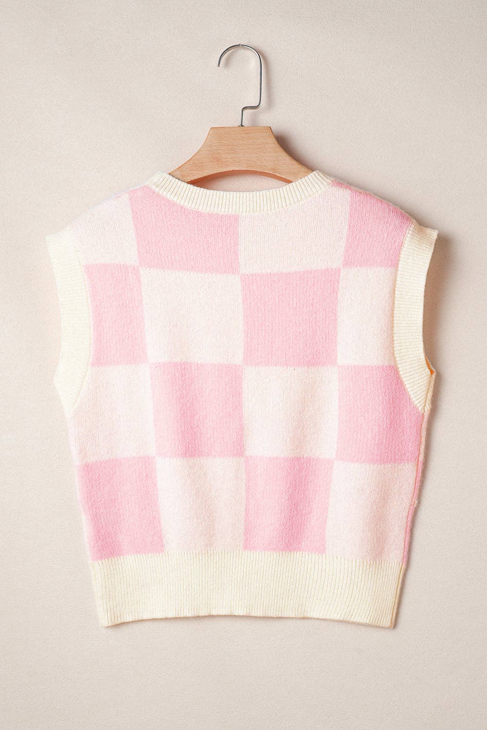 Pink Bow Checker Sweater Top