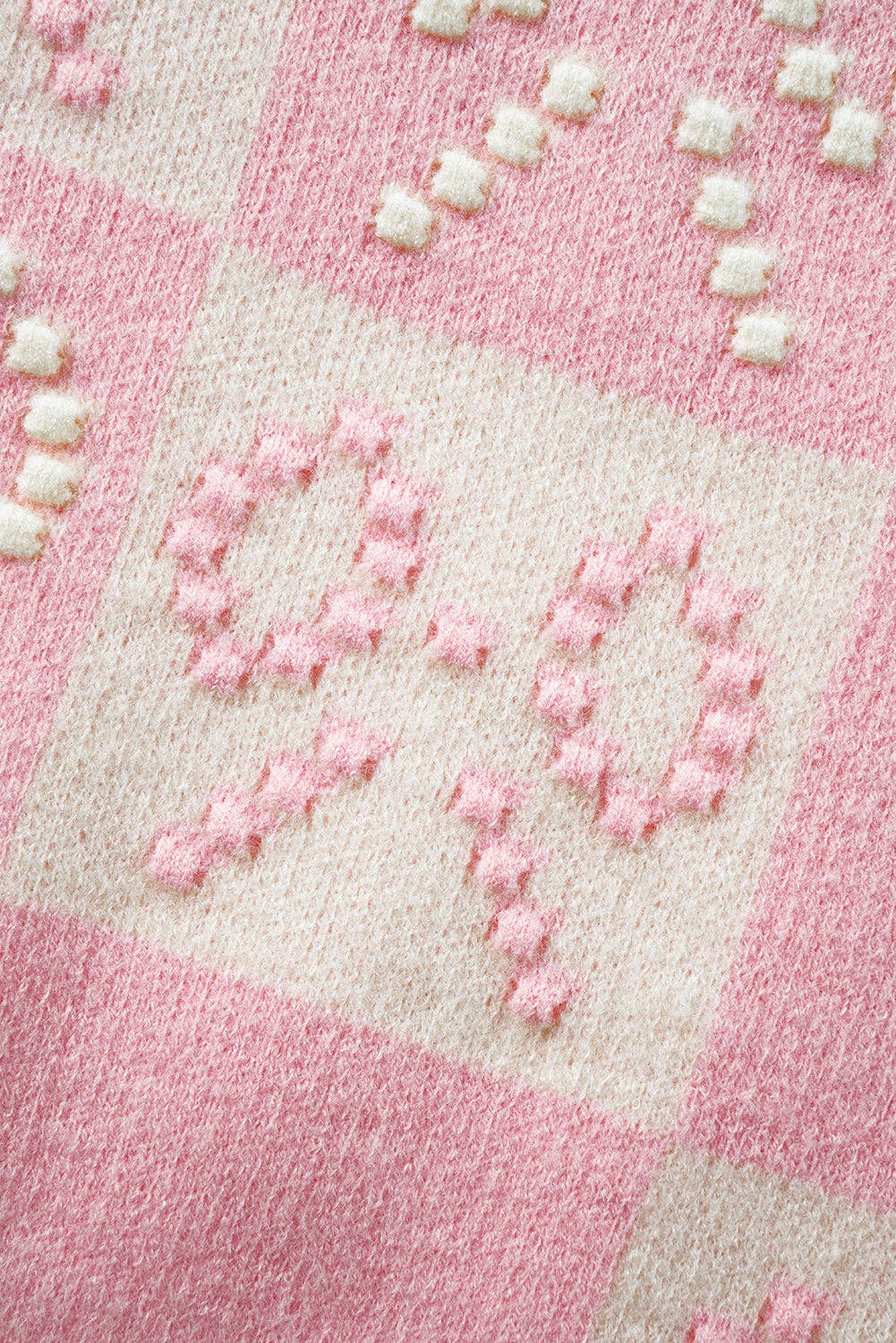 Pink Bow Checker Sweater Top