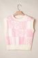 Pink Bow Checker Sweater Top