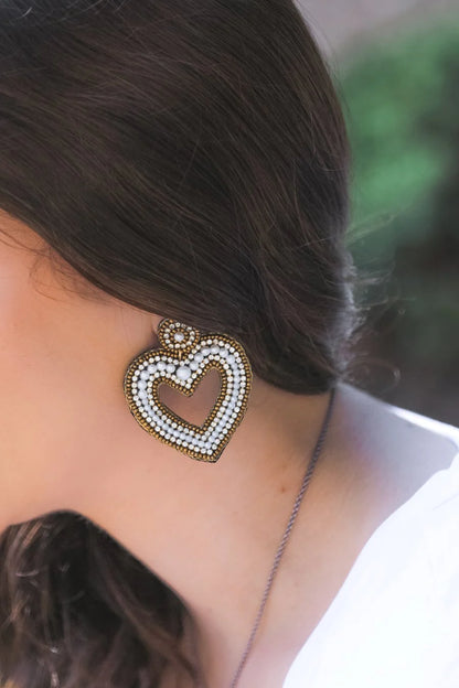 Pretty As A Pearl Heart Earrings